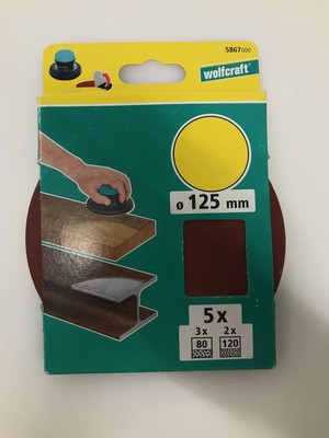 wolfcraft Haftschleifscheiben-Set | 5867000 I Ø 125mm fuer Holz & Metall | Koern