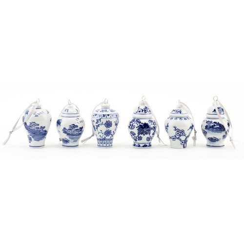 Blue & White Ginger Jar Porcelain Christmas Ornaments (Set of 12) Tree Ornaments - Picture 2 of 8