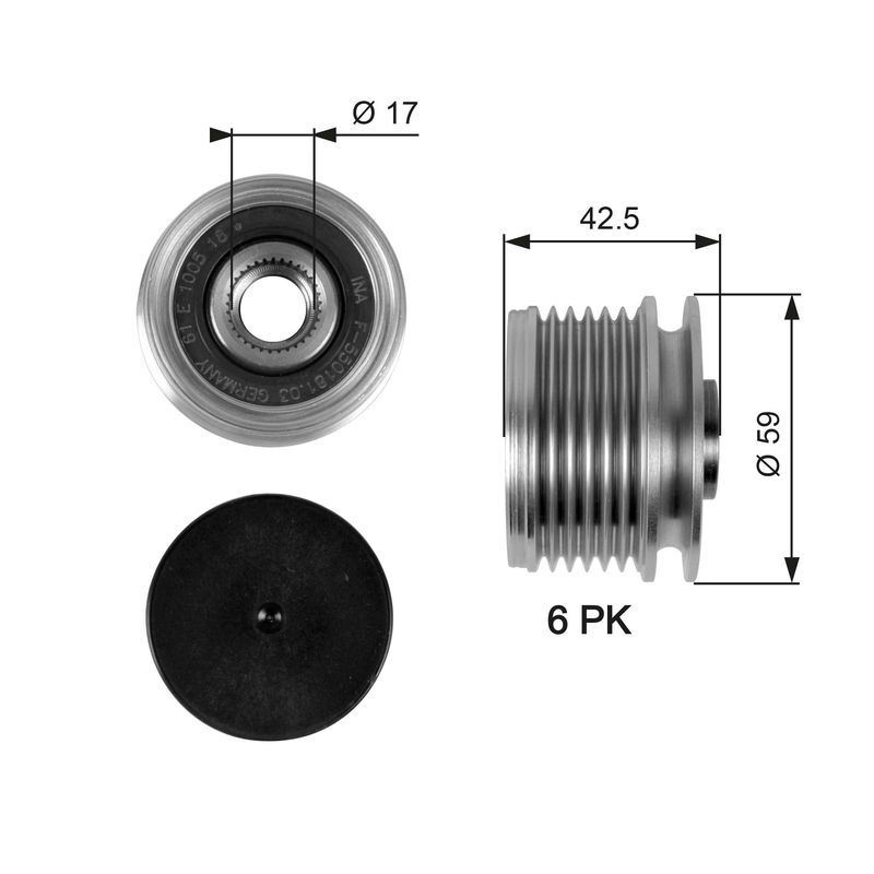 Overrunning Alternator Pulley fits RENAULT MEGANE 1.4 1.6 1.5D 1996 on Clutch - Image 12