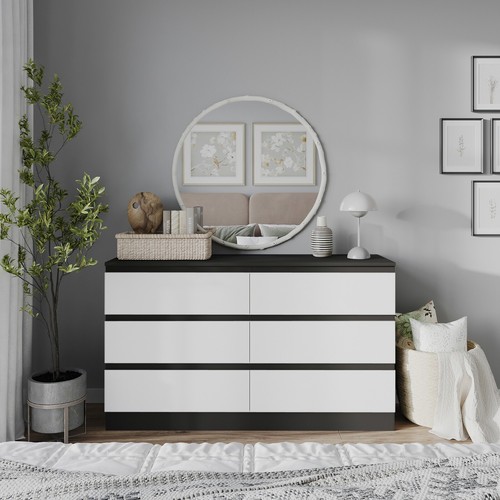 Wooden Chest of 6 Drawers Bedroom Furniture Storage Bedside Table Modern Cabinet - Picture 19 of 65