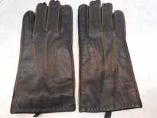ACCESSORIES MENS BLACK LEATHER WINTER GLOVES POLYESTER FLEECE LINING SIZE LARGE