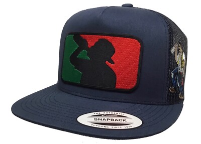 EL BORRACHO DE MEXICO HAT NAVY MESH MEXICO LOGO FEDERAL EL CHAPO GUZMAN