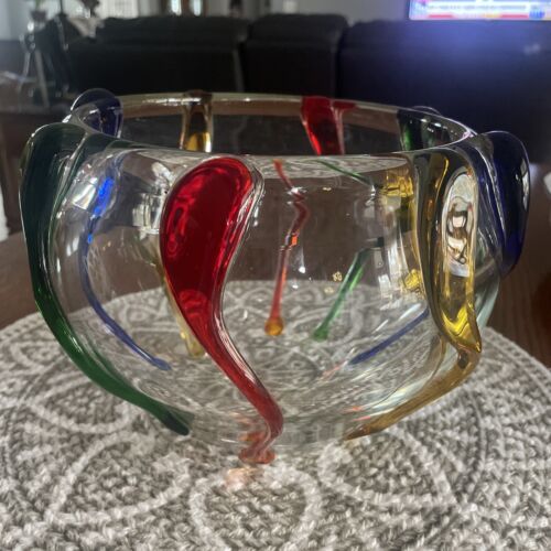 Vintage 60’s Czech Frantisek Zemek Mstisov Glassworks Rhapsody Collection Bowl