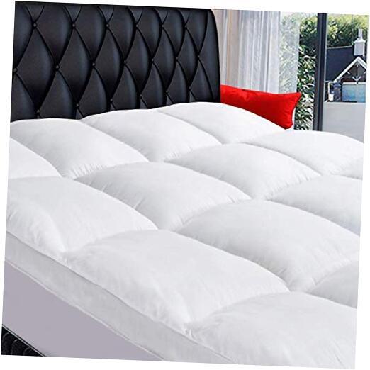 Mattress Topper, Extra Thick Pillowtop, Cooling and Plush Mattress Queen White