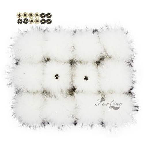 12er Pack Kunst Waschbärfell 14 cm/5,5 Zoll Bommeln flauschiger Ball mit Druckknopf - Bild 13 von 23