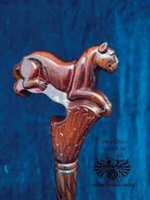 Wooden Handcrafted Wooden Carved Cane showcasing a Tiger Striking Presence