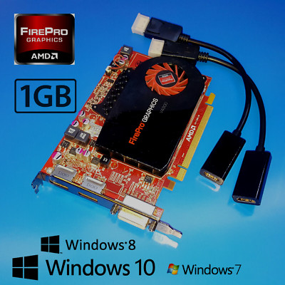 AMD FirePro V4900 1GB GDDR5 128-Bit DVI DP Video Graphics Card 2x HDMI Adapters