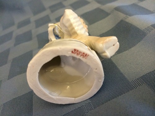 Antique Porcelain Angel Figurine Playing An Accordion Made In Japan CandleHolder - Picture 7 of 7