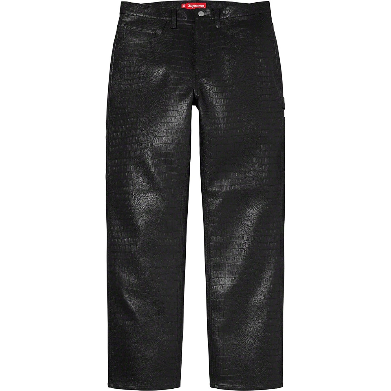 Pantalon de peintre en faux croco noir Supreme neuf taille 30 cuir cuir Lederhose Kroko
