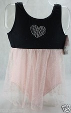Freestyle Danskin Black  Pink Sleeveless Leotard w/attached Skirt Small 6/6X