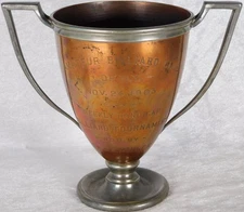 Antique 1903 Reed Barton New York Billiard Club Pool Copper Silver Cup Trophy 7"