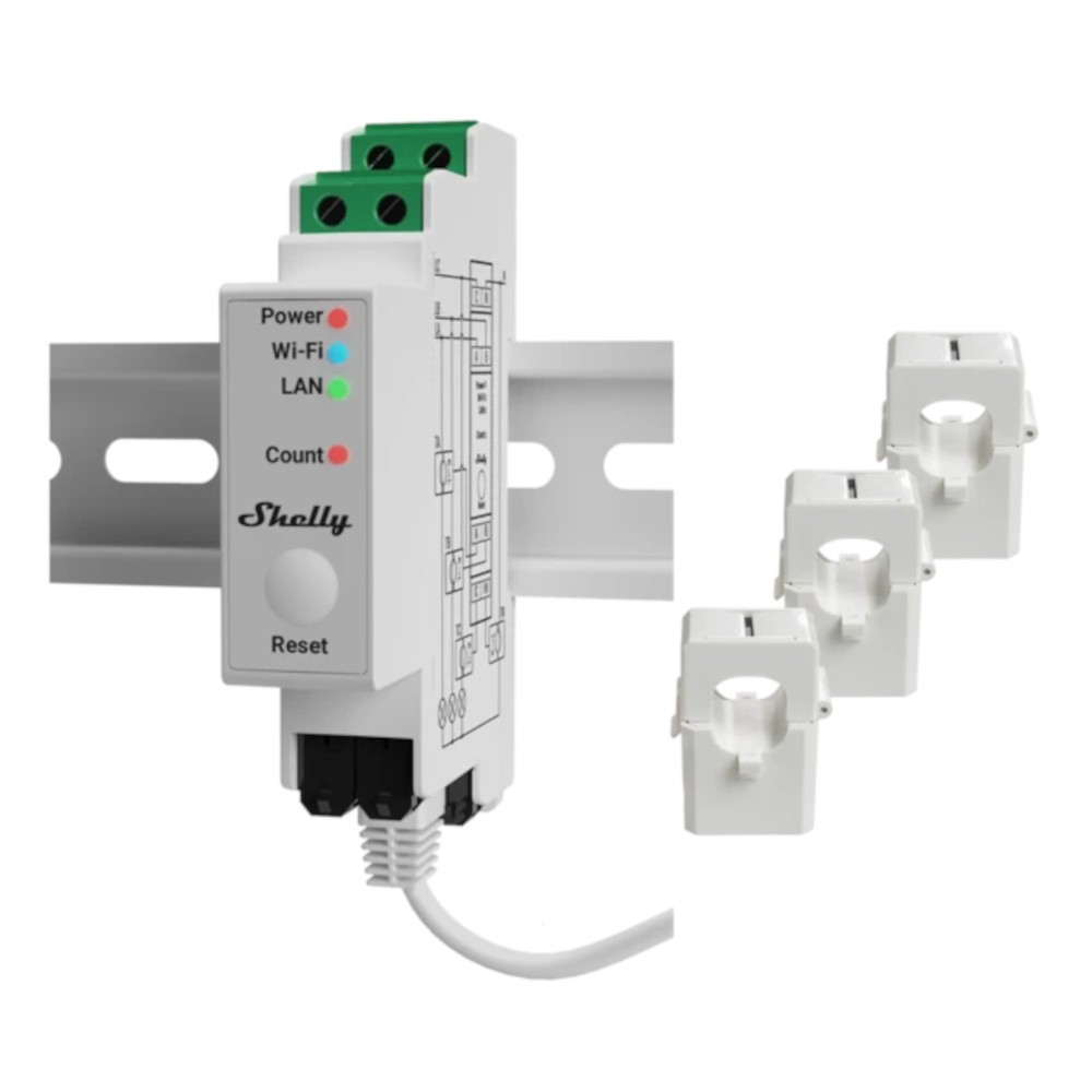 Shelly Bianco Pro 3Em 120A Contatore Elettrico Wi-Fi, Bluetooth - Immagine 4