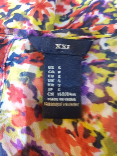 Cottage Core Prairie Blouse Women Sz Small Boho Hippie Floral Pleats Sheer XXI - Picture 10 of 11