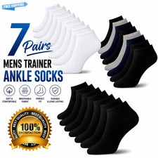 7 PAIRS MENS TRAINER SOCKS COTTON SPORTS GYM LOW CUT ANKLE SOCKS UK 6-11
