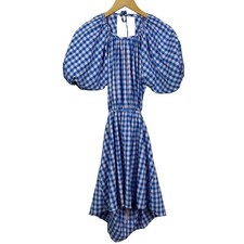NASTYGAL Gingham Puff Sleeve Open Back Mini Dress Scrunchie Size US 6 NWT