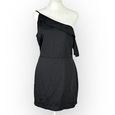 Superdown Keyonne Mini Dress Women's Medium Black Asymmetric Draped Off Shoulder