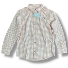 Tommy Bahama Kids Boys Pink White Gingham Button Shirt XL 14 NWT