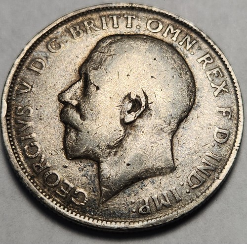 1918 One 1 Florin George V British England UK .925 Sterling Silver Coin GB-318D