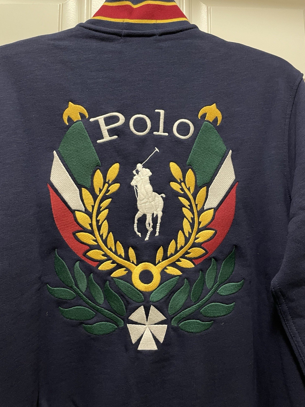 Polo Ralph Lauren Uomo Big Pony Logo Blu Cotone Varsity Baseball Giacca Cappotto M