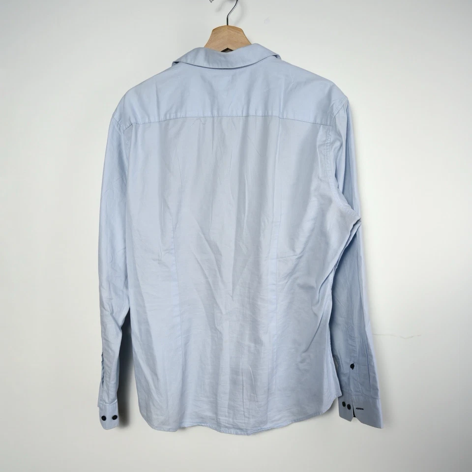 Camisa de manga larga H&M azul claro liso calce ajustado fácil planchar con botones - XL para hombre Foto 2 de 4