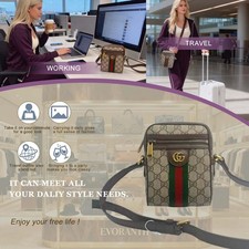 GUCCI Ophidia GG Supreme Crossbody Shoulder Bag PVC Brown WithWeb Stripe Auth