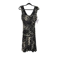Vintage 90s Y2K Cheetah Leopard Print Midi Dress Cowl Neck Deadstock NWT 10/M