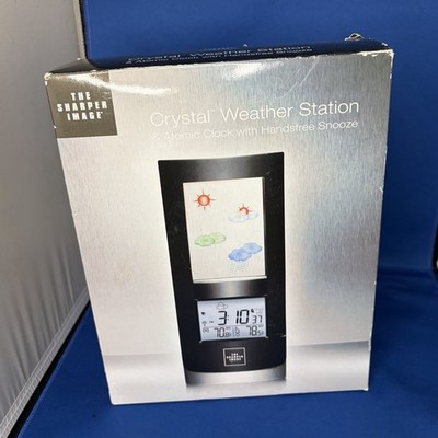 Sharper Image Crystal Weather Station Atomic Clock Temp Sensor 433MHz