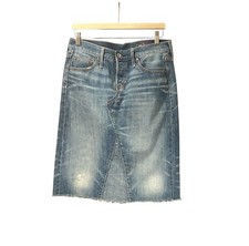 Vtg GAP 1969 Denim Midi Skirt Women  s Size 6 Button Fly Y2K 2008 Distressed Jean