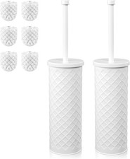 Toilet Bowl Brush and Holder Set 2 Pack with 4 Extra Brush Heads White Extra