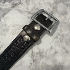 Dutyman Belt Mens 40 Full Grain Leather Black Tooled Horses Western Casual