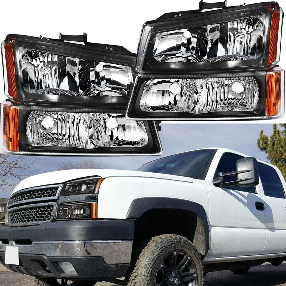 Faros y lámparas de parachoques negros para Chevy Silverado 1500 2500 3500 HD 2003-2007 Foto 3 de 4