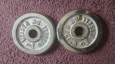 VTG Weider Chrome Plated Barbell Dumbbell Standard Plates 3lb Lot of 2 90s Y2K 