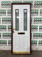 FIRE RATED FRONT DOOR EXTERNAL WOODEN EXTERIOR DOUBLE GLAZED TWO PANEL BRAND NEW
