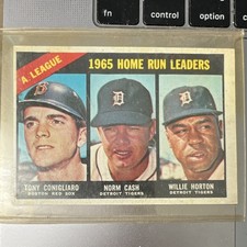 Topps 1966 League Leaders #218 Tony Conigliaro Norm Cash Willie Horton