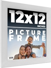 12x12 Frame White Wood Picture Photo Frame with UV Acrylic and Acid Free Backing