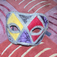  AUTHENTIC FROM VENICE Multicolor Masquerade Eyemask Purple Red Yellow Silver