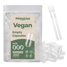 HPMC Empty Capsules Size 000-200 Clear Count Pill Capsules Empty - Plant-Base...