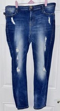 Rock  Republic Jeans BERLIN Womens 18 Mid Rise Distressed Straight Med Wash 18M