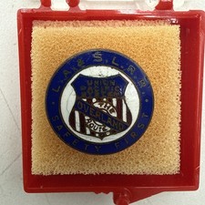 VINTAGE LOS ANGELES & SALT LAKE RR SAFETY FIRST PIN – UNION PACIFIC OVERLAND