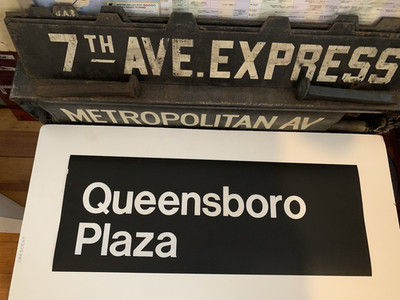 R32 NY NYC SUBWAY ROLL SIGN QUEENSBORO PLAZA BRIDGE QUEENS LONG ISLAND CITY ART