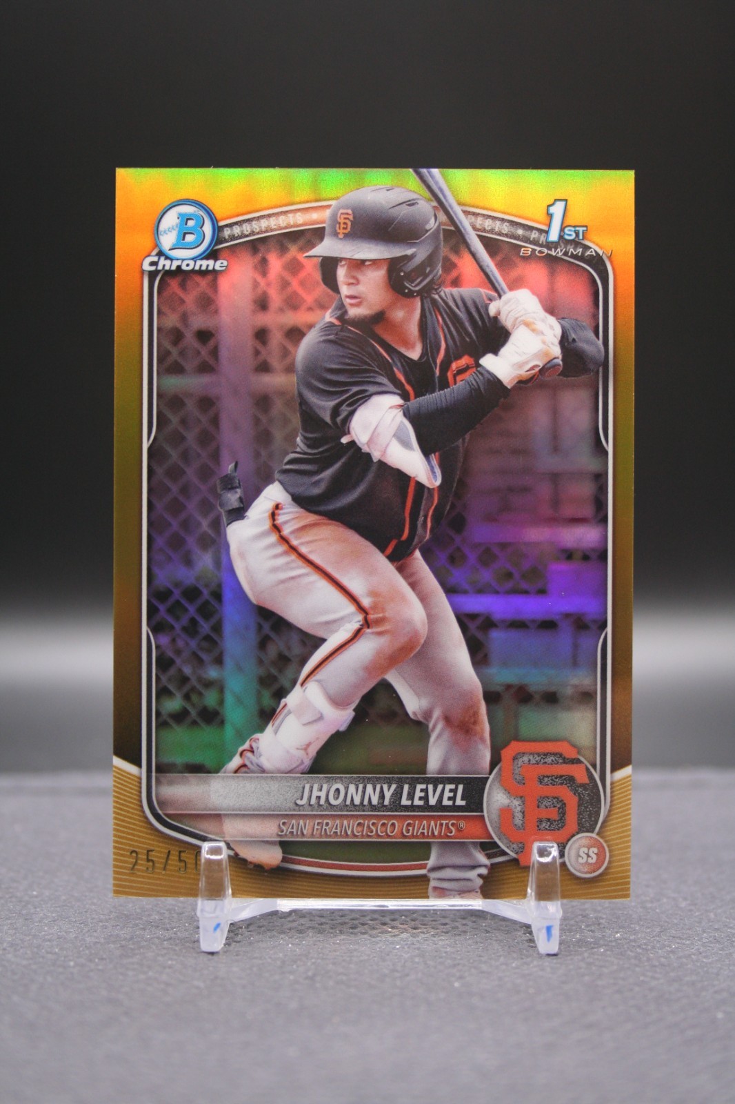 2025 Bowman Chrome | Jhonny Level | 1st Bowman Gold Refractor /50 | Giants