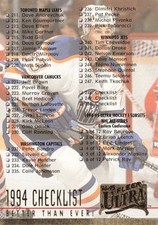1994-95 Fleer Ultra Checklist #250 NHL Hockey Card — Yzerman, Gretzky, Lemieux,