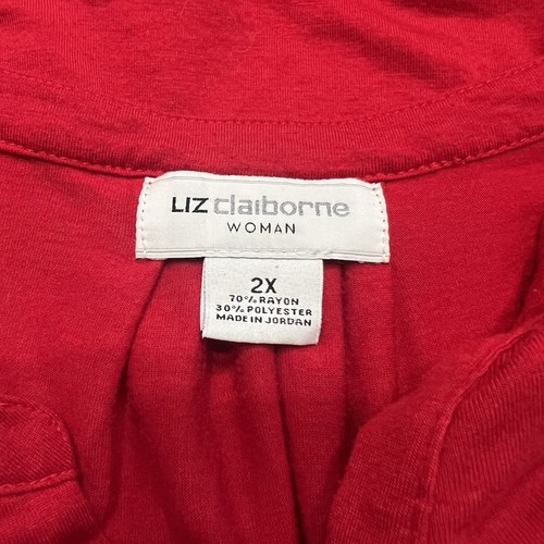 Liz Claiborne Womens Top Red Short Sleeve V Neck Size 2XL (A0125) - Bild 4 von 4