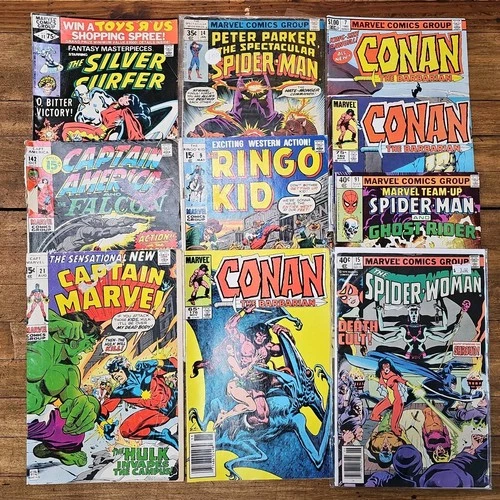 Rare Vintage Comics MARVEL Mixed Lot • CONAN SPIDERMAN CAPTAIN AMERICA SURFER ☆