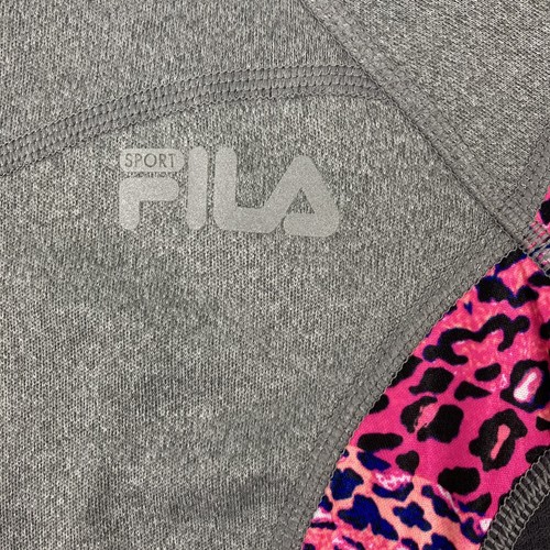FILA SPORT RUNNING Performance S/S Top grau rosa Leopardenbesatz Damen S Polyester - Bild 5 von 14