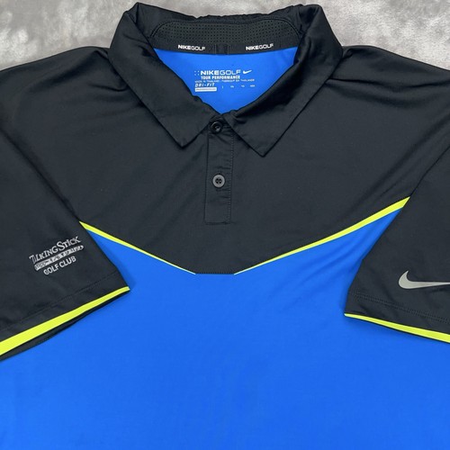 NIKE Dri-Fit Polo Shirt Men's 2XL Blue Tour Performance TALKING STICK Golf Club