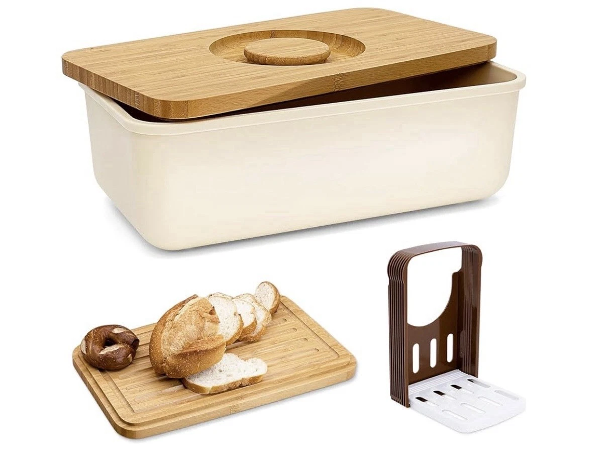 Bread Box With Bamboo Wood Cutting Board Lid & Bread Slicer Holder
Opens in a new window or tab