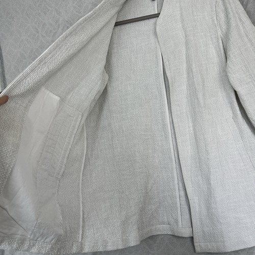 Chaqueta de Algodón Orgánico Eileen Fisher M Blanca Tejido Gofre Frente Abierto Longline Chic - Imagen 3 de 11