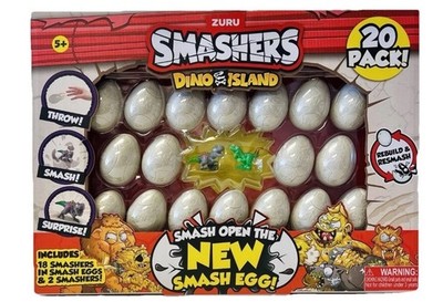 Zuru Smashers Dino Island 20 Pack Smash Egg Pretend Play Dinosaurs Toy Set
