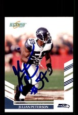 Signed Football Card Auto Julian Peterson 2007 Score #133 Seattle Seahawks